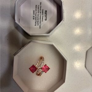 Bomb Party Resort Wear Size 9 Elegant Pink Topaz Ring Rose Gold Plating!